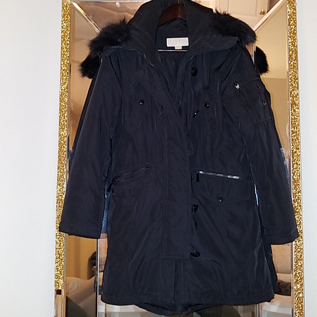 Authentic Michael Kors Faux Fur Hooded Coat